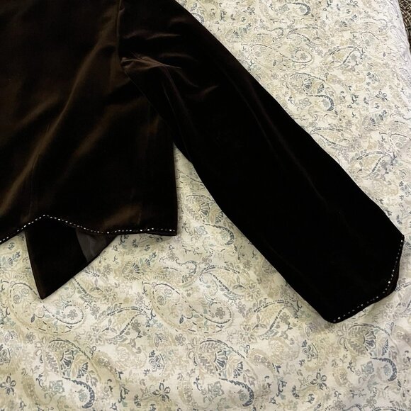 Size 12 Brown Velvet Adrianna Papell Blazer Jacket - Picture 11 of 15